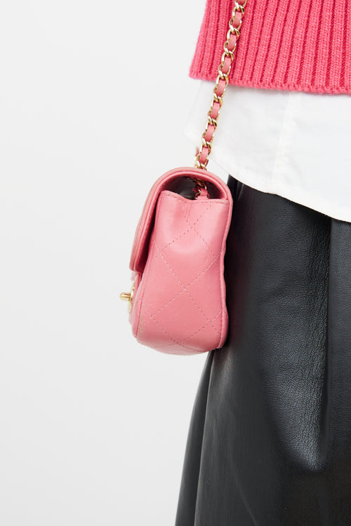 2017 Pink Leather Emoticon Extra Mini Single Flap Bag