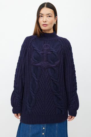 Chanel Pre-Fall 2018 Navy Anchor Knit Sweater Dress