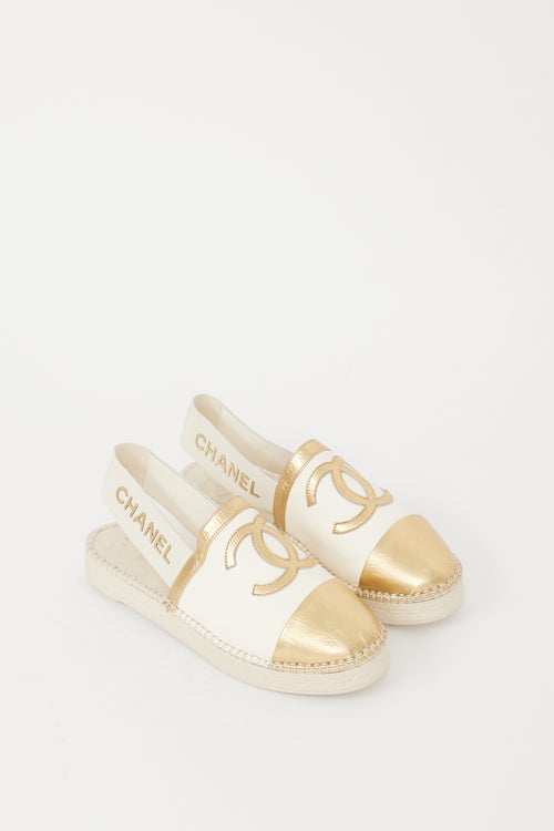 Chanel Pre-Fall 2019 Beige & Gold Leather CC Logo Mule