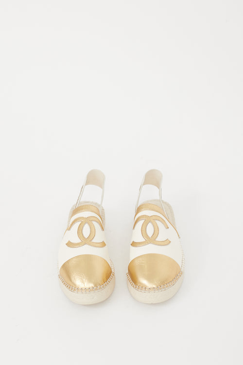 Chanel Pre-Fall 2019 Beige & Gold Leather CC Logo Mule