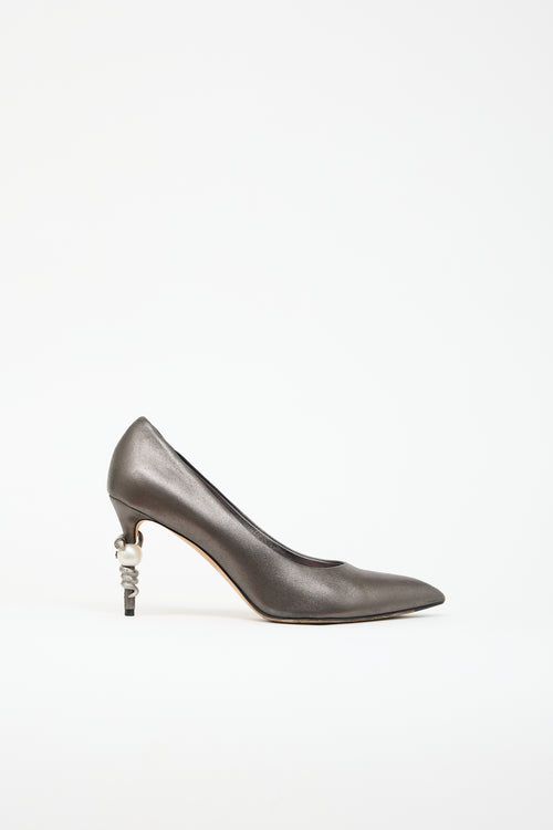 Chanel Pre-Fall 2016 Metallic Suede Pump