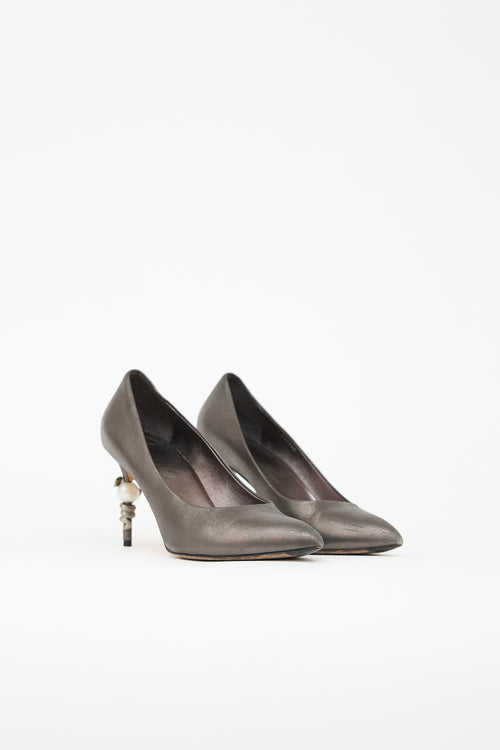 Chanel Pre-Fall 2016 Metallic Suede Pump