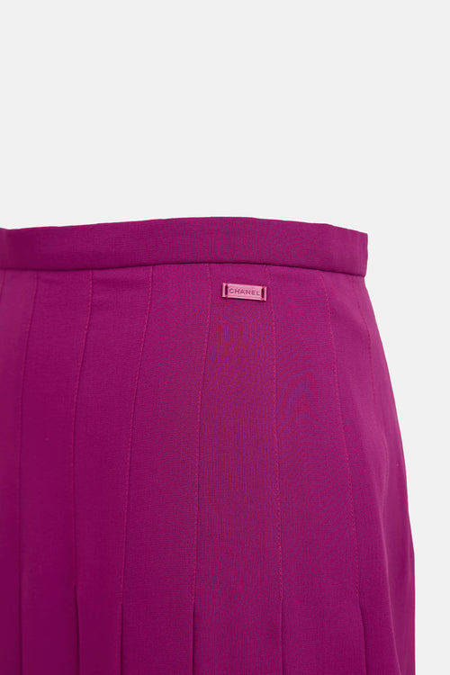 Chanel 2001 Silk Pleated  Skirt