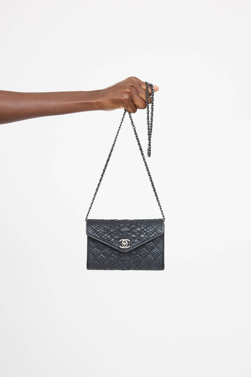 Chanel 2014 Embossed Leather Envelope Bag