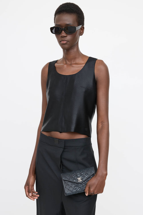 Chanel 2014 Embossed Leather Envelope Bag