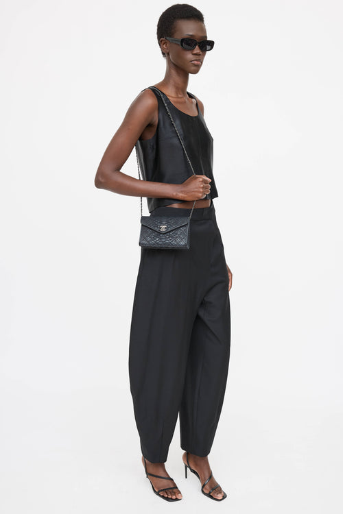 Chanel 2014 Embossed Leather Envelope Bag