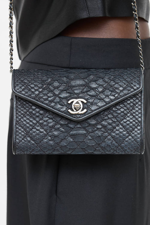 Chanel 2014 Embossed Leather Envelope Bag