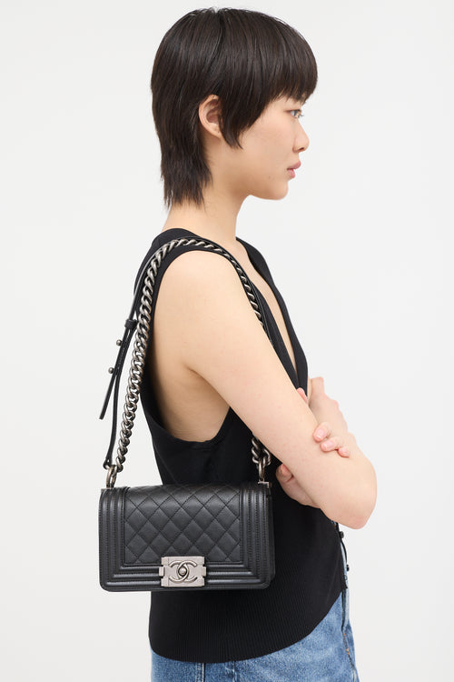 Chanel Quilted Caviar Leather Small Boy Bag