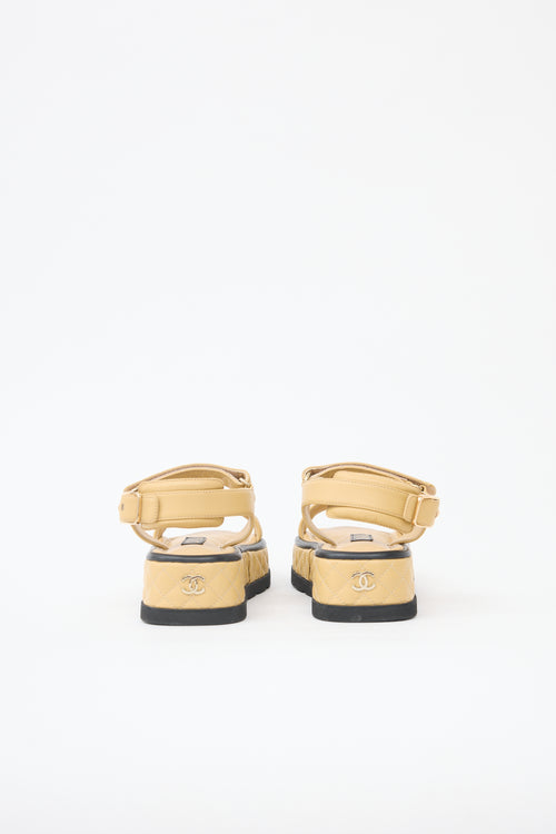 Chanel Quilted Leather CC Platform Sandal