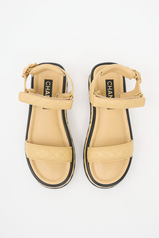 Chanel Quilted Leather CC Platform Sandal