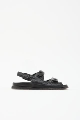 Chanel Quilted Leather Dad CC Sandal