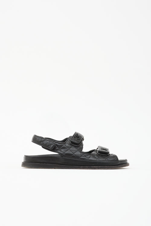 Chanel Quilted Leather Dad CC Sandal