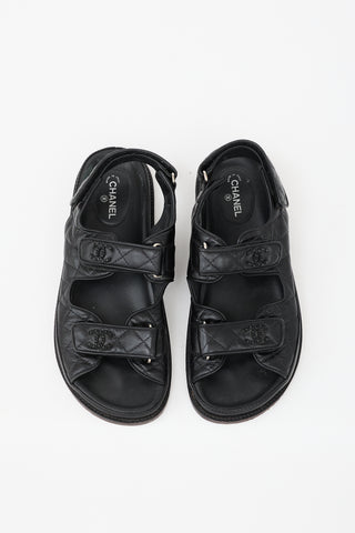 Chanel Quilted Leather Dad CC Sandal