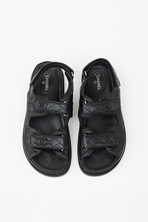 Chanel Quilted Leather Dad CC Sandal
