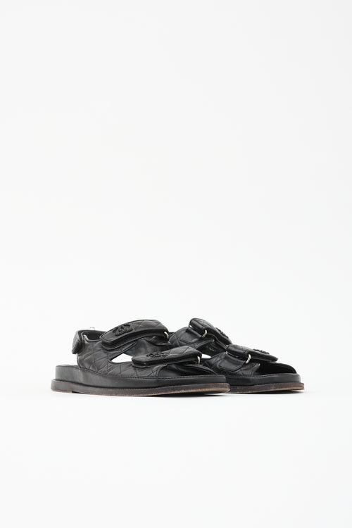Chanel Quilted Leather Dad CC Sandal