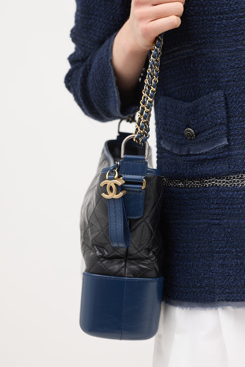 Chanel 2018 Black & Navy Medium Gabrielle Bag