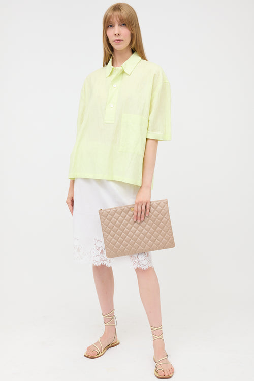 Chanel Quilted Leather Large O Case Pouch