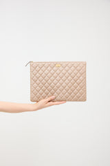 Chanel Quilted Leather Large O Case Pouch
