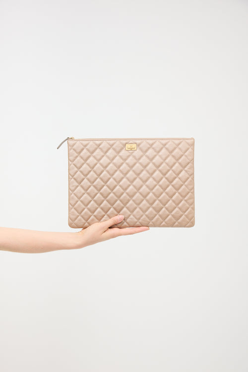 Chanel Quilted Leather Large O Case Pouch