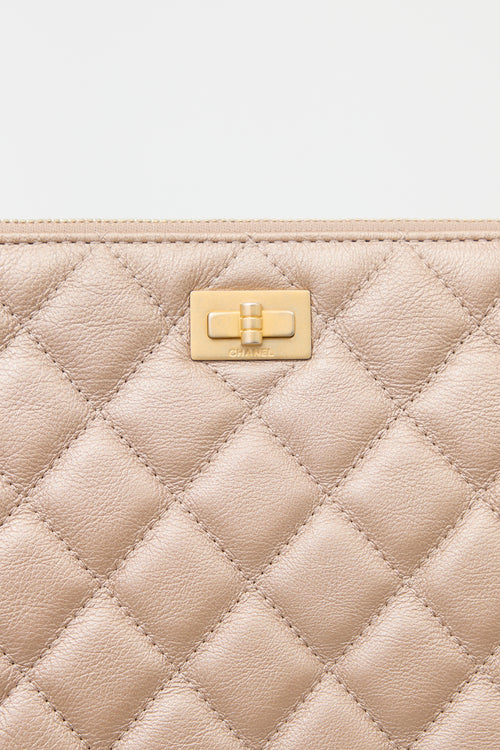 Chanel Quilted Leather Large O Case Pouch