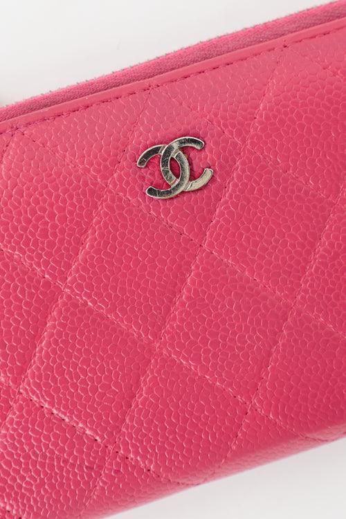 Chanel Quilted Caviar Long Zip Wallet