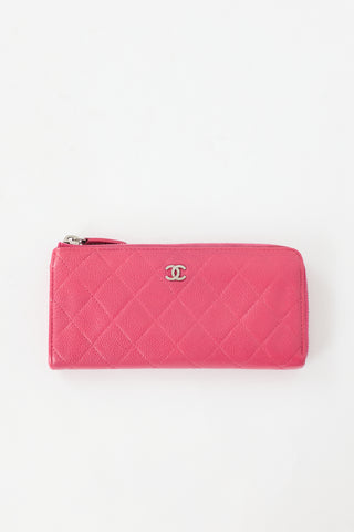 Chanel Quilted Caviar Long Zip Wallet