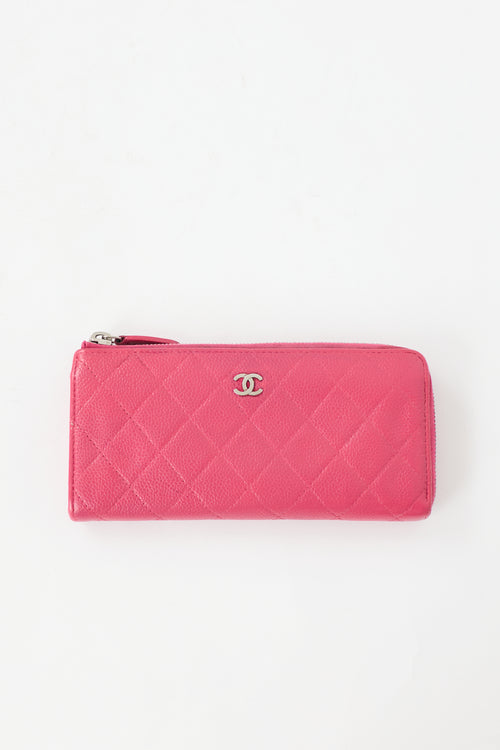 Chanel Quilted Caviar Long Zip Wallet