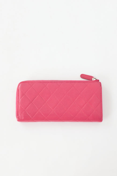 Chanel Quilted Caviar Long Zip Wallet