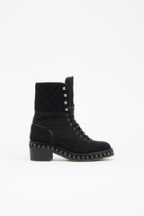 Chanel Quilted Chain Combat Boot