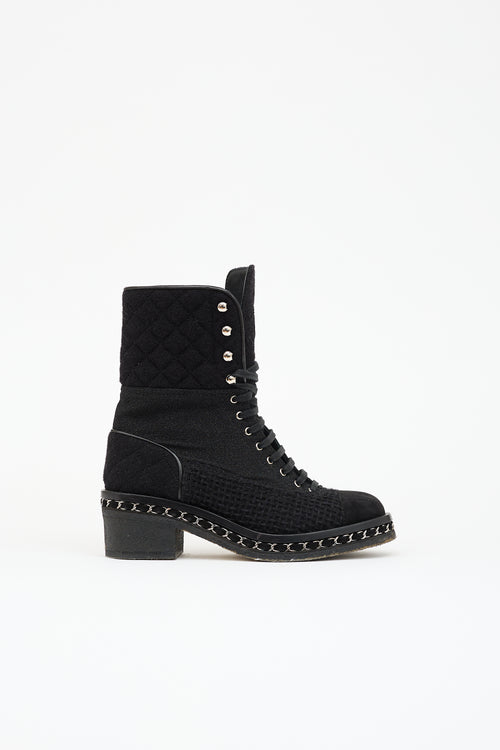 Chanel Quilted Chain Combat Boot