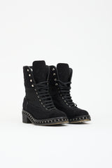 Chanel Quilted Chain Combat Boot