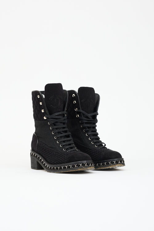 Chanel Quilted Chain Combat Boot