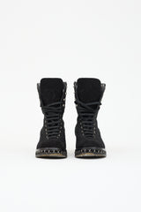 Chanel Quilted Chain Combat Boot