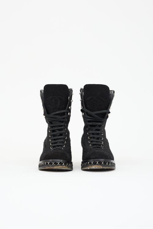 Chanel Quilted Chain Combat Boot