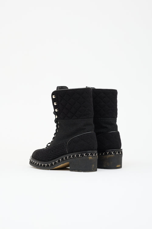 Chanel Quilted Chain Combat Boot