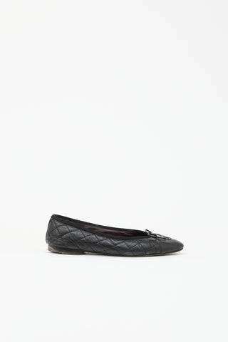 Chanel Quilted Leather CC Ballet Flat