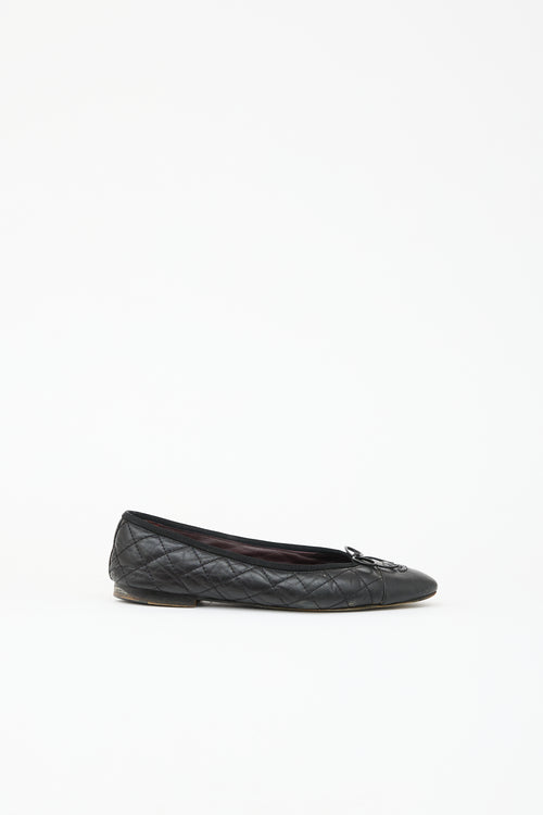 Chanel Quilted Leather CC Ballet Flat