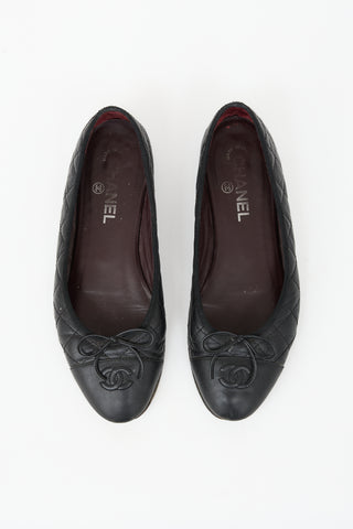 Chanel Quilted Leather CC Ballet Flat