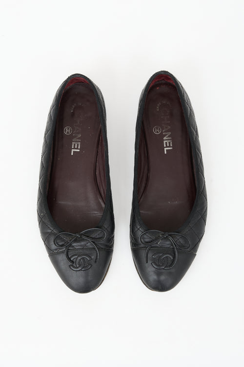 Chanel Quilted Leather CC Ballet Flat