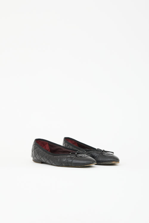 Chanel Quilted Leather CC Ballet Flat