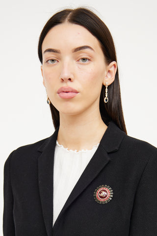 Chanel 2007 Red & Black CC Crystal Brooch