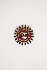 Chanel 2007 Red & Black CC Crystal Brooch