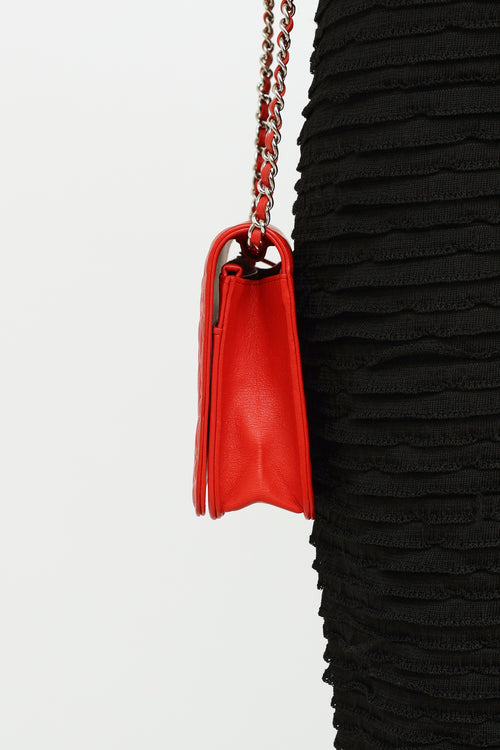 Chanel Red Camellia CC Flap Wallet On Chain