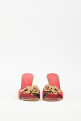 Chanel Vintage Red Canvas & Leather Floral Sandal