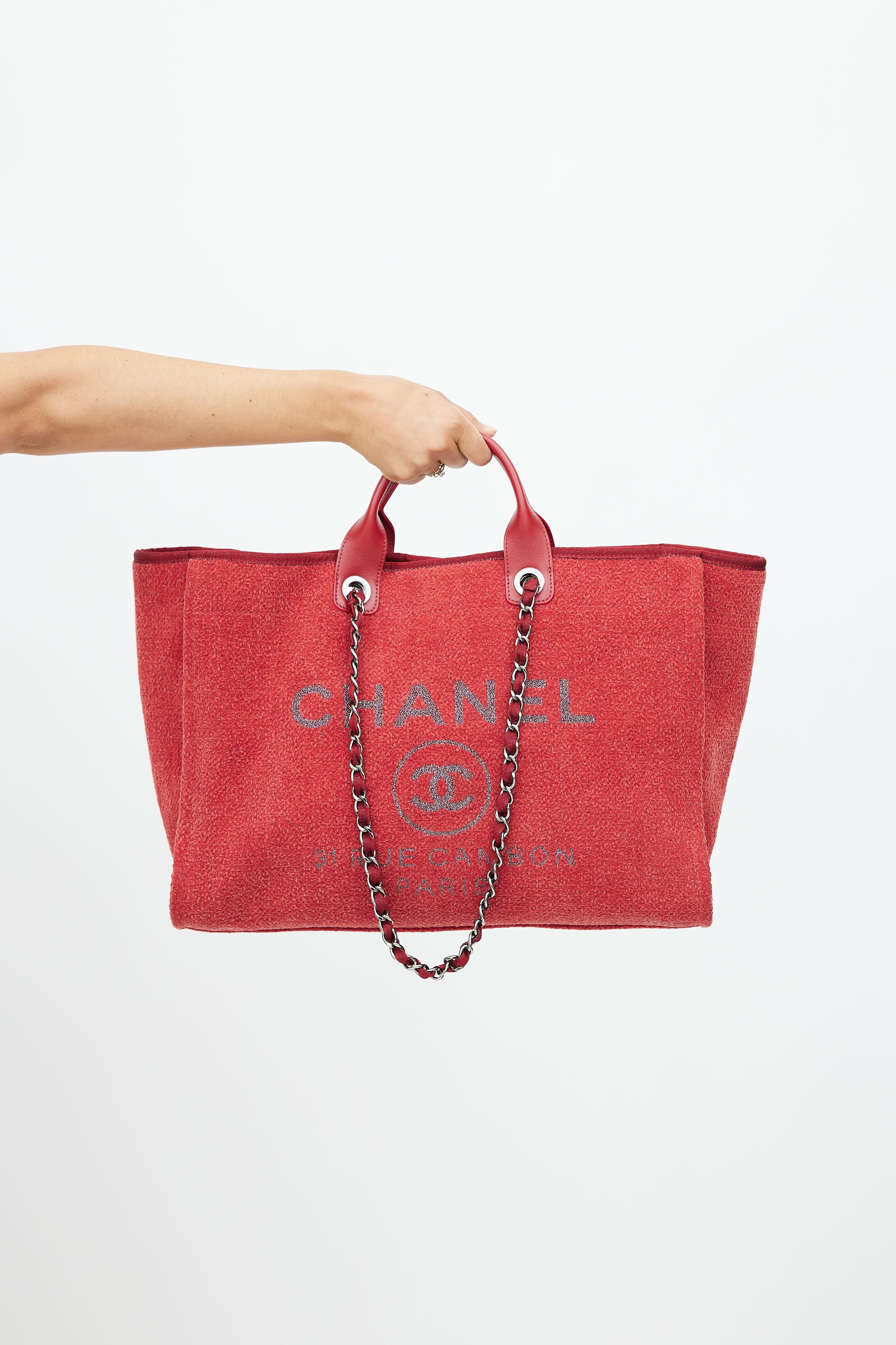 CHANEL 2019 DEAUVILLE LARGE WOOL FELT TOTE BAG