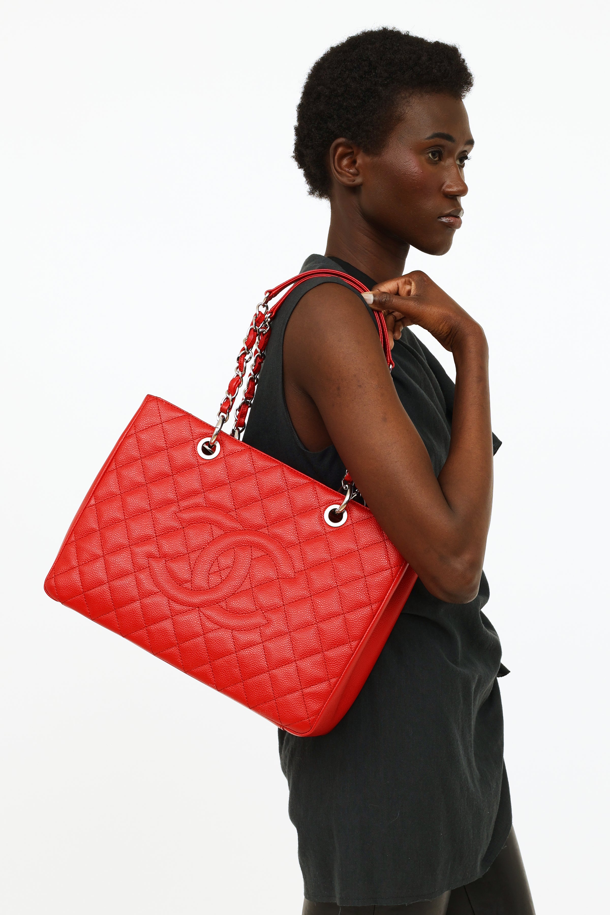 Chanel // 2015 Red Caviar Grand Shopper Tote Bag – VSP Consignment