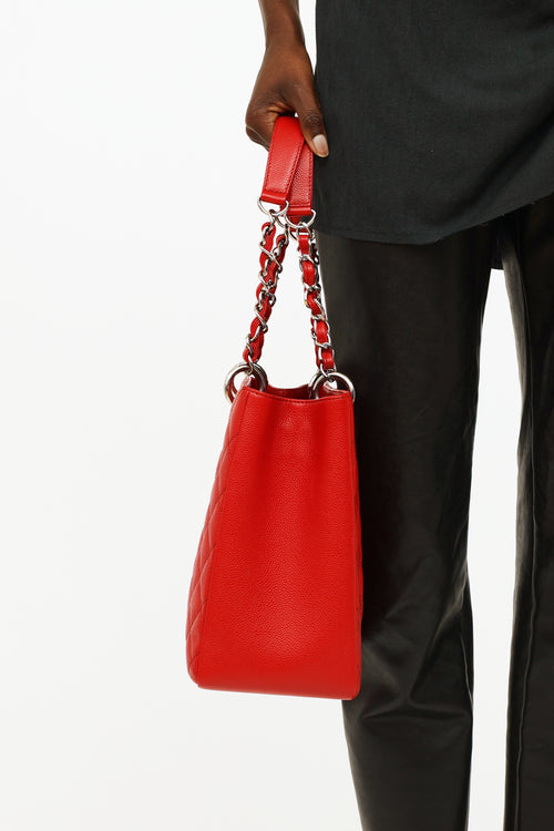 Chanel Red Caviar Grand Shopper Tote Bag