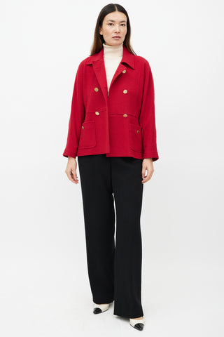 Chanel Red & Gold Double Breasted Jacket