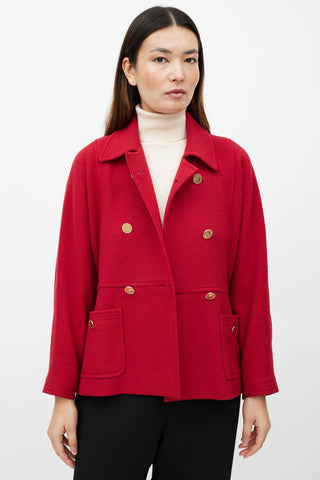 Chanel Red & Gold Double Breasted Jacket