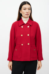 Chanel Red & Gold Double Breasted Jacket